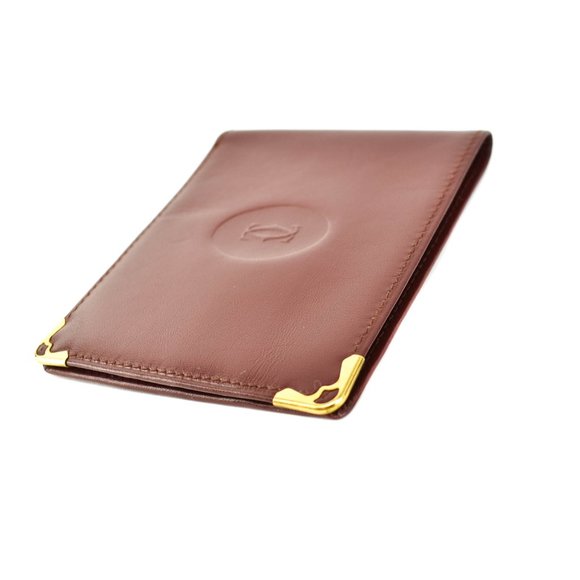 CARTIER: Burgundy, Leather Double C Logo Wallet pr - Picture 7 of 10
